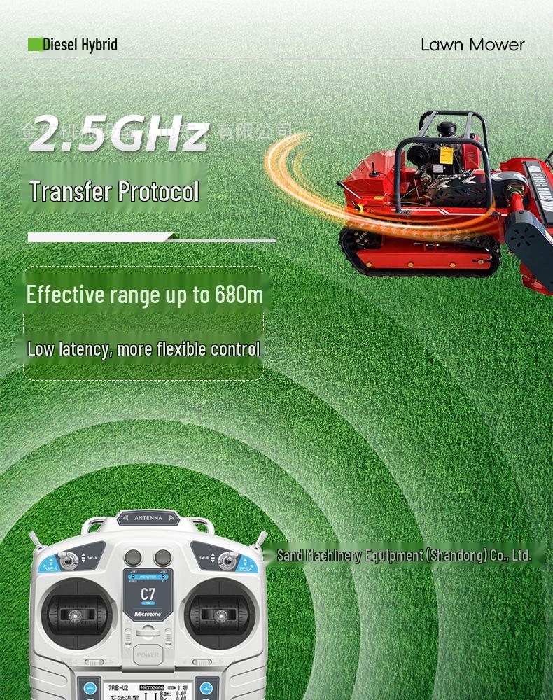 Four-Wheel Drive Remote-Controlled Grass Cutter & Shredder with Self-Propelled Automatic Weeding.