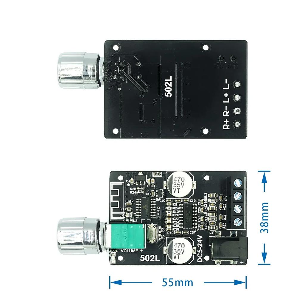 ZK-502L MINI Bluetooth 5.0 DC 5-24V Беспроводной цифровой усилитель мощности стерео 50 Вт x 2 Bluetooth Amplificador