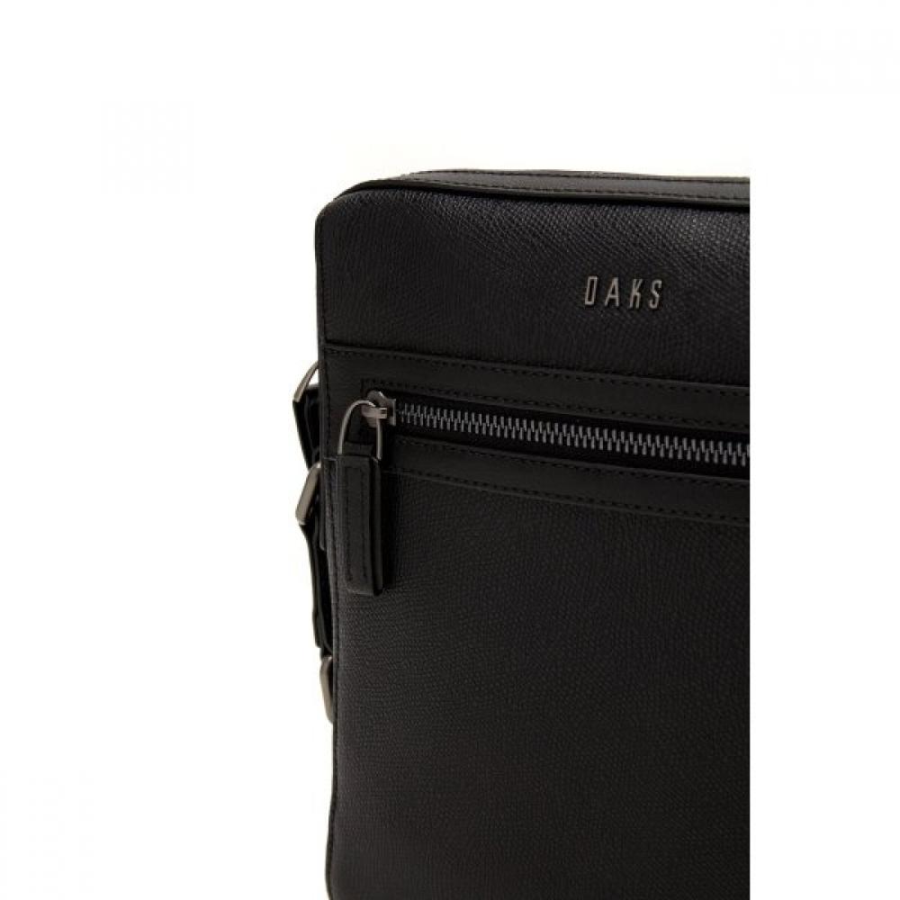 Daks Black Leather Pocket Zipper Crossbody Bag Dbba2f336bk