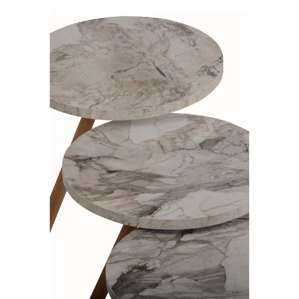 Стол раскладной с деревянными ножками Efes с мраморным рисунком