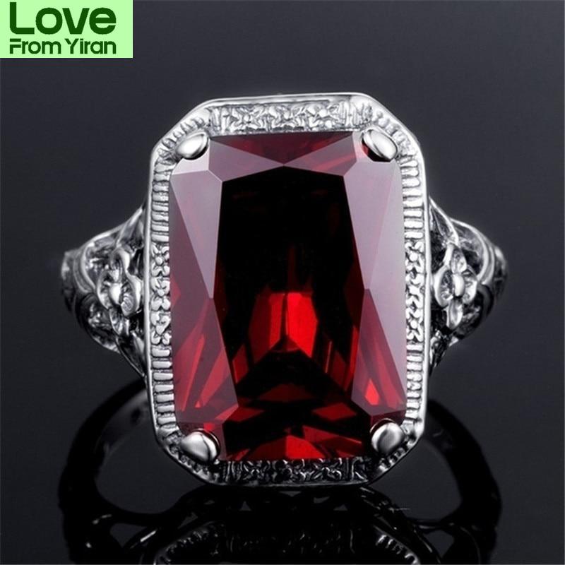 Women 'S Vintage 925 Sterling Silver Ruby Ring Engagement Wedding Gift Jewelry Ring Jewelry Wholesale Gemstone Ring