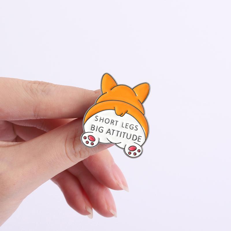 Short Legs Big Attitude Enamel Pins Cartoon Corgi Butt Puppy Brooch Lapel Badges Cute Animal Dog Jewelry Gift for Friends