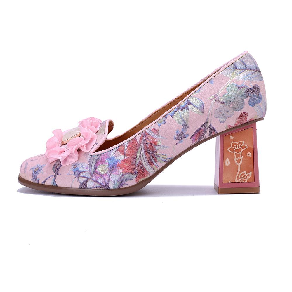 Johnature Туфли-лодочки из натуральной кожи с цветочным принтом в стиле ретро-кантри на толстом каблуке, удобные высокие каблуки