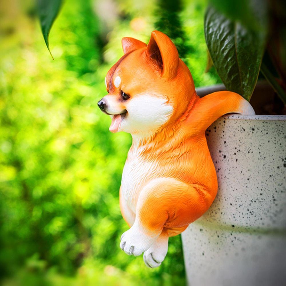 Cute Puppy Resin Ornament Simulation Garden Figurine Home Decor Fish Tank Figurine Bedroom