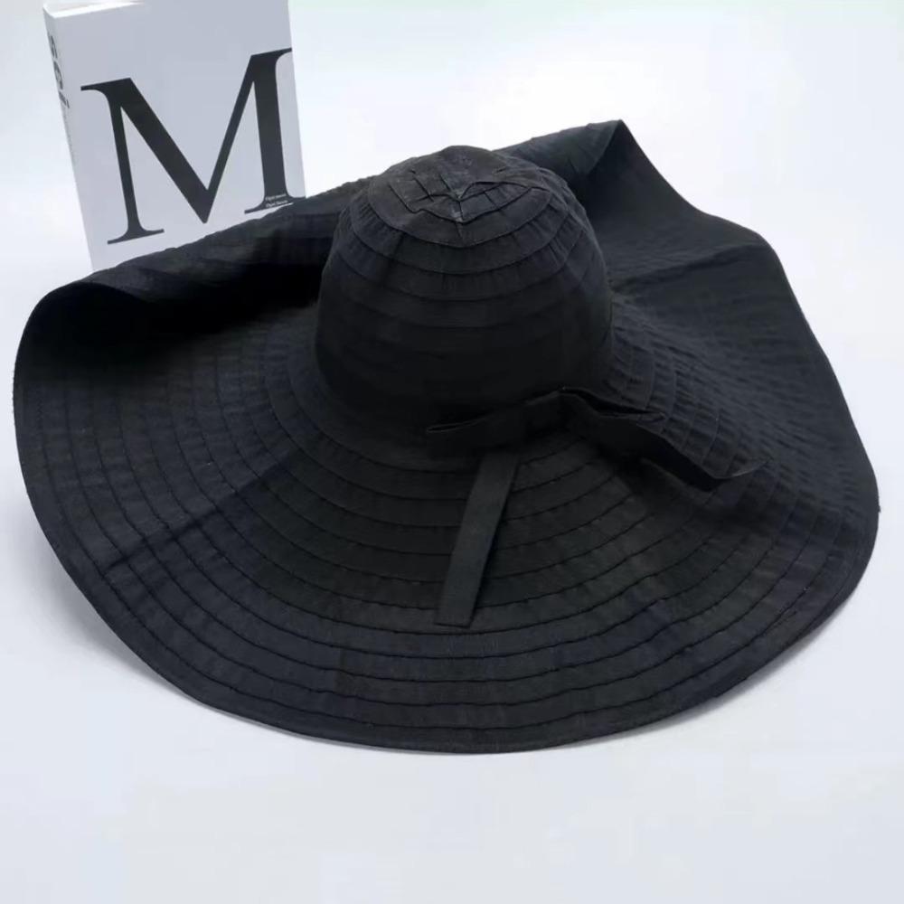 UV Anti DIY Moldable Wide Brim Hat Bowknot Women Sun Hat Simple Plastic Bucket Hat  Famale