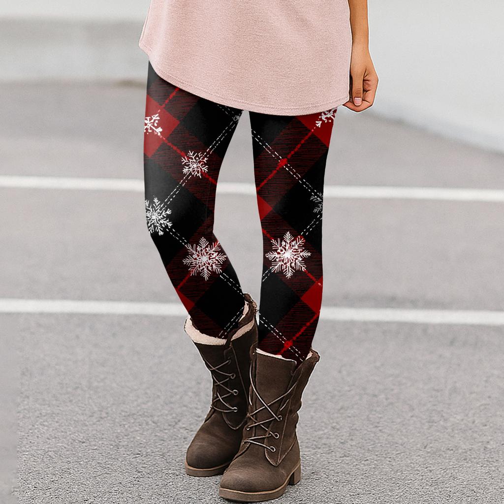 Женские рождественские облегающие эластичные повседневные брюки для йоги