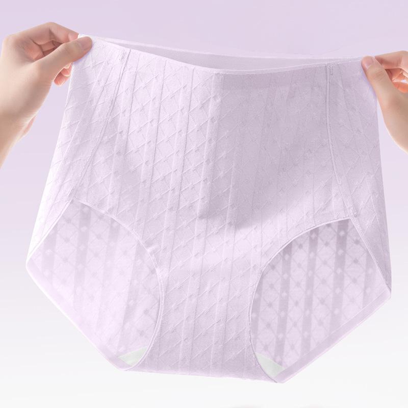 Women's Spring and Summer Cotton 7A Antibacterial Extended Crotch Non Marked Belly High Waist Triangle Briefs