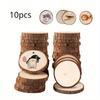 10pcs Natural Wood Slices, Craft Wood Kits, Unfinished Pre-drilled Holes, Wooden Round Tree Slices for Halloween Decorations, Christmas Ornaments