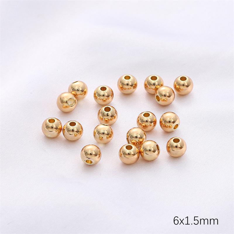 50-100 шт. Медные шарообразные бусины, Точеные проставки для DIY Ожерелья Браслета Украшений