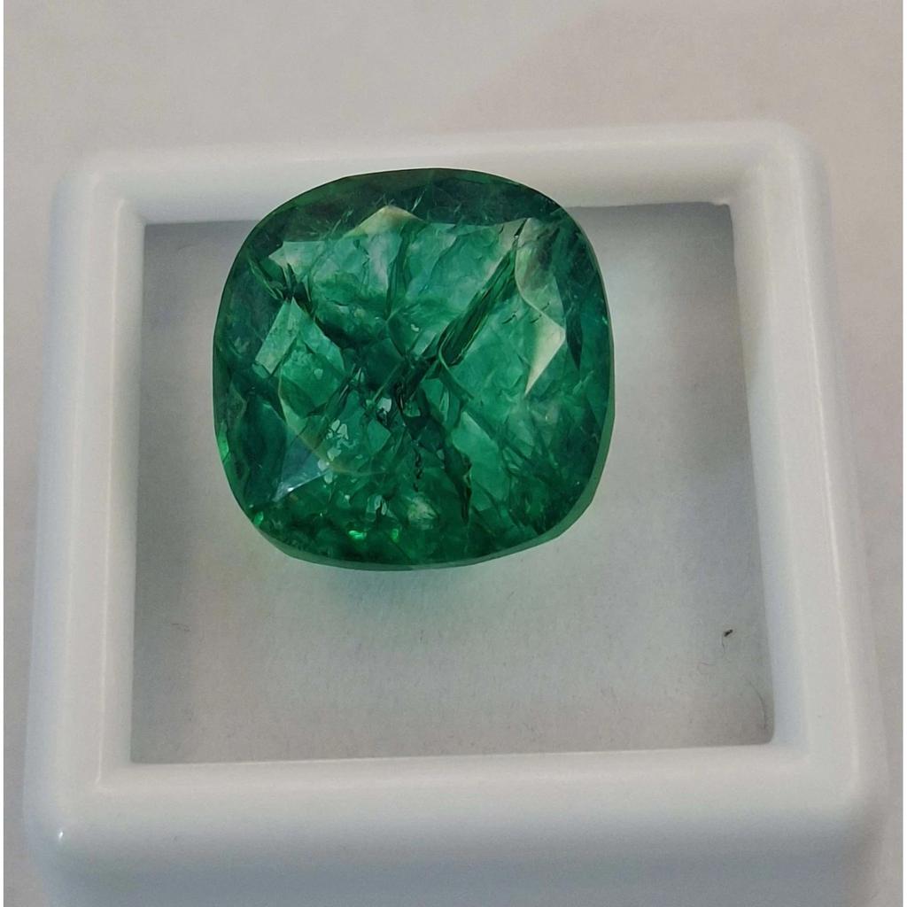Natural Green Emerald Colombian 11-13 Ct Cushion Cut Fabulous Loose Gemstone