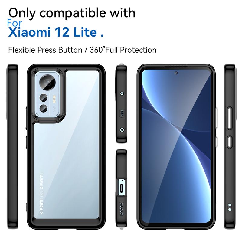 Для чехла Xiaomi Mi 12 Lite Чехол Mi 12 Lite Pro 12X Capas Противоударный Прозрачный Разноцветный Прозрачный Для Fundas Mi 12 Lite Чехол