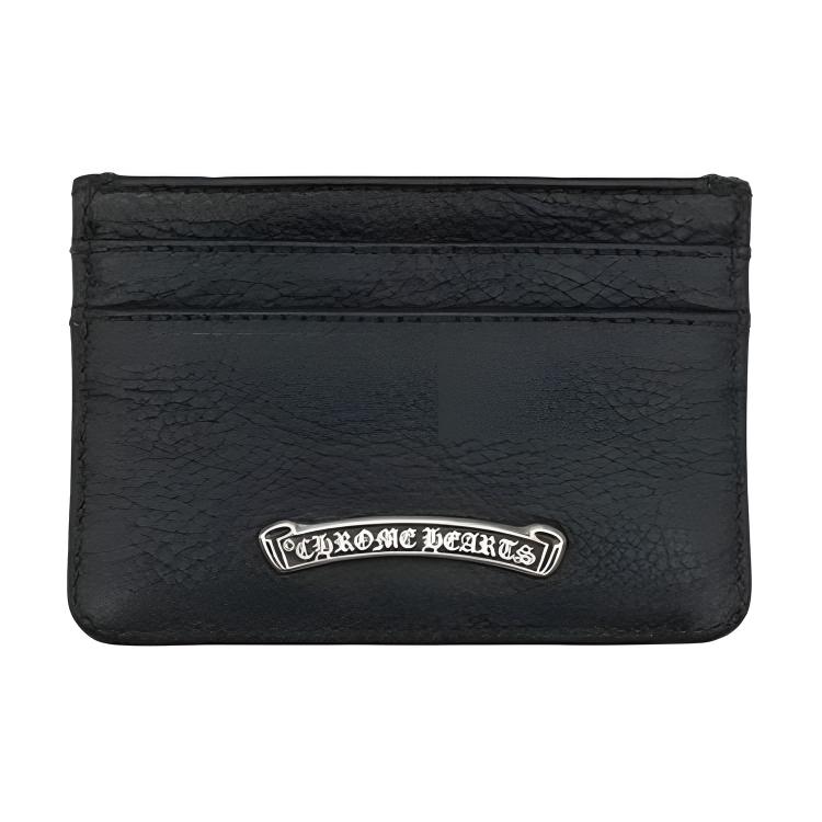 CHROME HEARTS Кошелек для карт из серебристой кожи Scroll Унисекс Аксессуары Черный CH-2270119