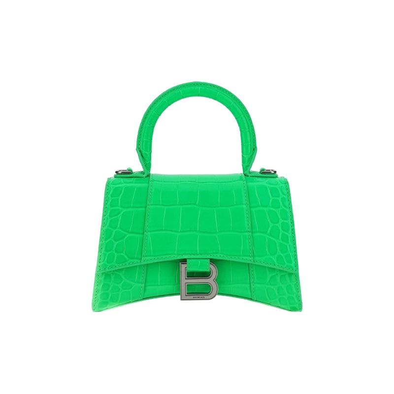 Balenciaga Xs Hourglass Сумка с верхней ручкой Флуоро-зеленый Женская Сумка с верхней ручкой 592833-1LR6Y-3810