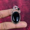 Black Onyx & Black Spinel Gemstone Silver Jewelry, 925 Sterling Silver Pendant, Handmade Designer Onyx Pendant Gift For Catholics