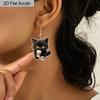 2D Flat Cute Acrylic Animal Earrings Funny Cartoon Animal Charm Earrings Halloween Mug Cat Earrings Women Creative Jewelry Gifts
