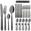 24Pcs Stainless Steel Tableware Set Black Utensil Kitchen Knives Cake Fork Spoons Cutlery for Home Restaurant Flatware Set