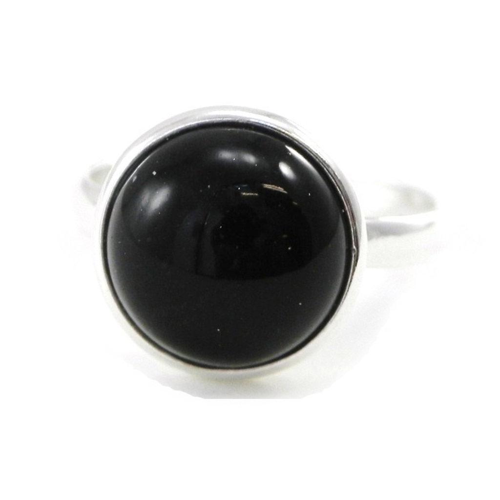 Black Jet Black Goddess Silver Ring