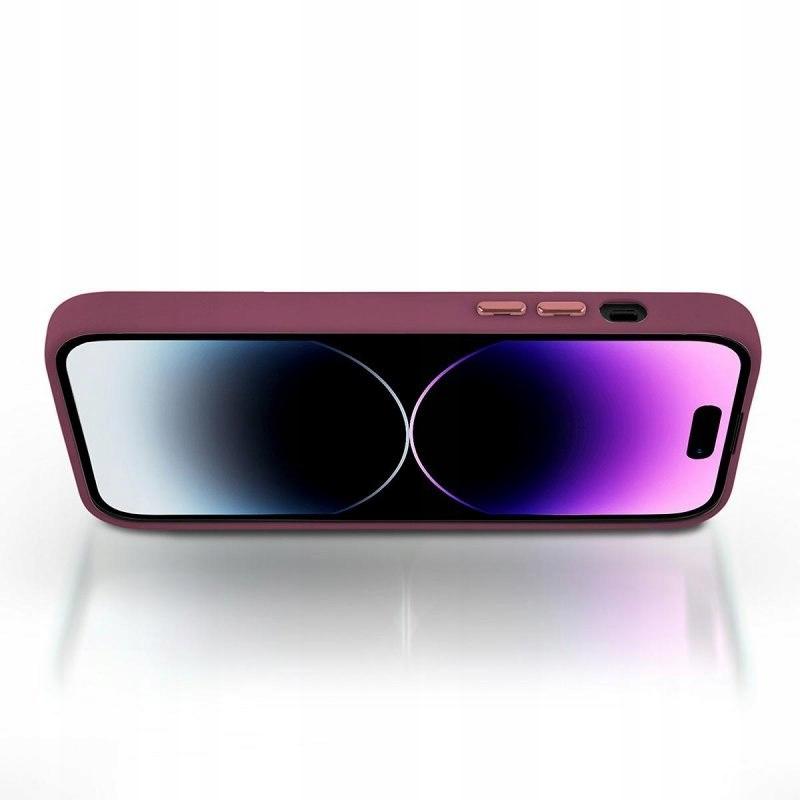 Case for iPhone 15 Pro REINFORCED MAGSAFE ANTI SHOCK CLEAR CASE BURGUNDY + Glass