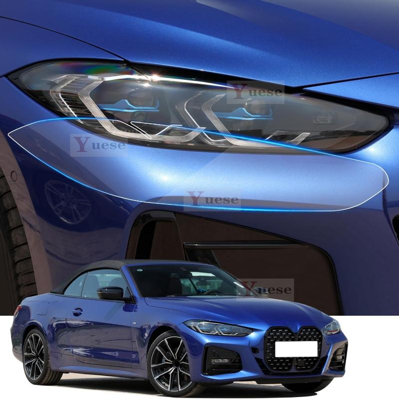 For BMW 4 Series M4  i4 -2024 2 Pcs Car Headlight Protective Film Transparent Smoked Black TPU Sticker
