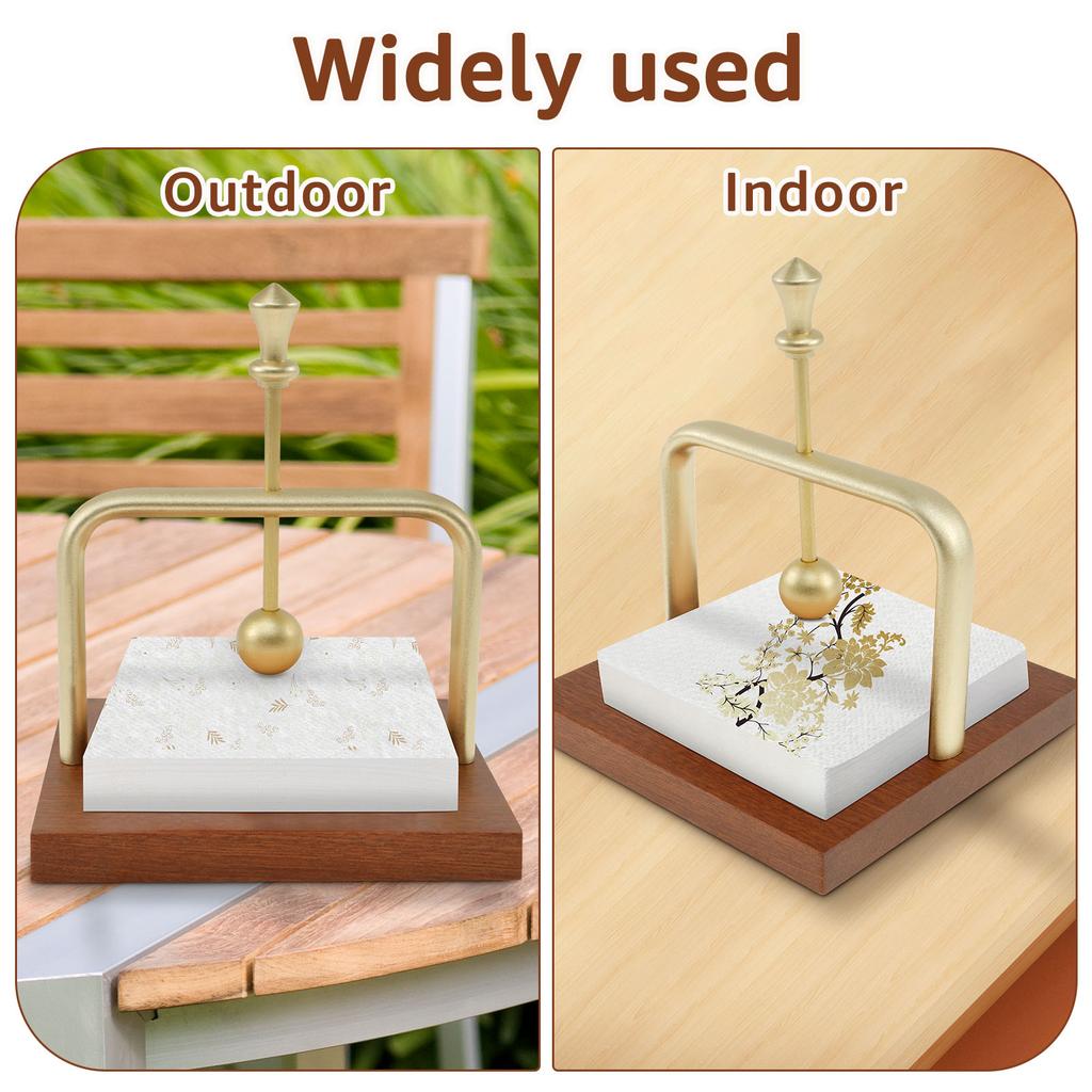 Napkin Holder Wood Table Napkin Holder with Weighted Metal Arm Modern Cocktail Napkin Holder for Home Kitchen Office Restaurant