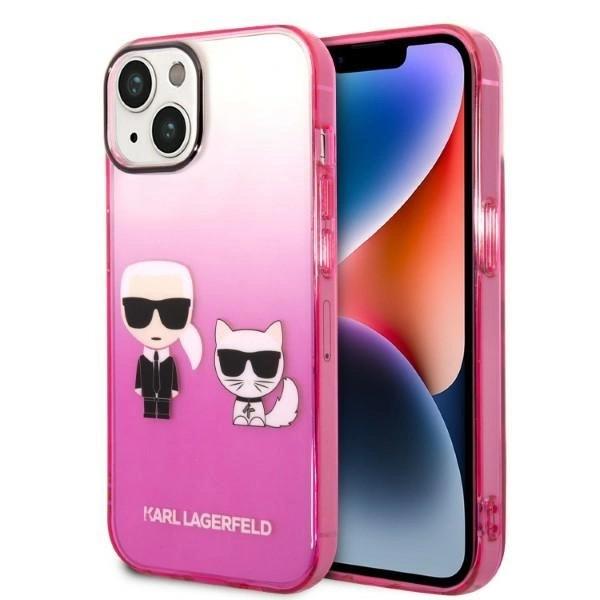 Karl Lagerfeld Klhcp14Mtgkcp Iphone 14 Plus / 15 Plus 6,7 Hardcase Różowy/Pink Gradient Ikonik Karl & Choupette