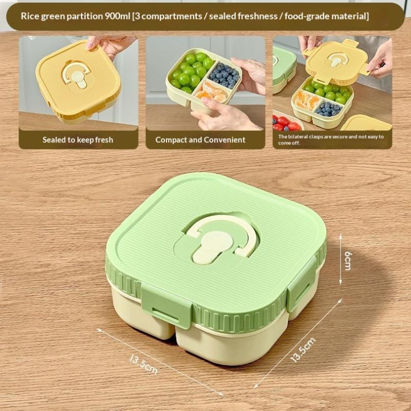 Portable Plastic Lunch Box With Compartment Microwave Safe Fruit Salad Lunch Container Kid Student Leak-Proof Bento Box