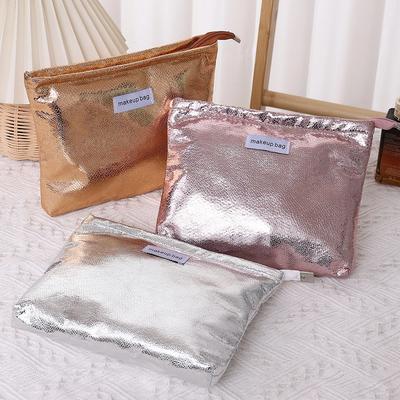 Модная блестящая косметичка с пайетками, портативный женский клатч, косметичка на молнии, сумочка для макияжа и туалетных принадлежностей, квадратные сумки для хранения оптом