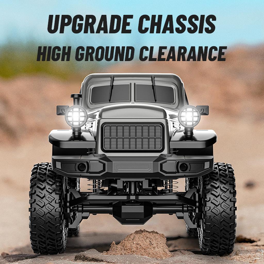 1:Машинка на радиоуправлении для бездорожья, масштаб 1:18, 2,4 ГГц, 4WD, электрический рок-кравлер со светодиодной подсветкой, 3 перезаряжаемые батареи, игрушка