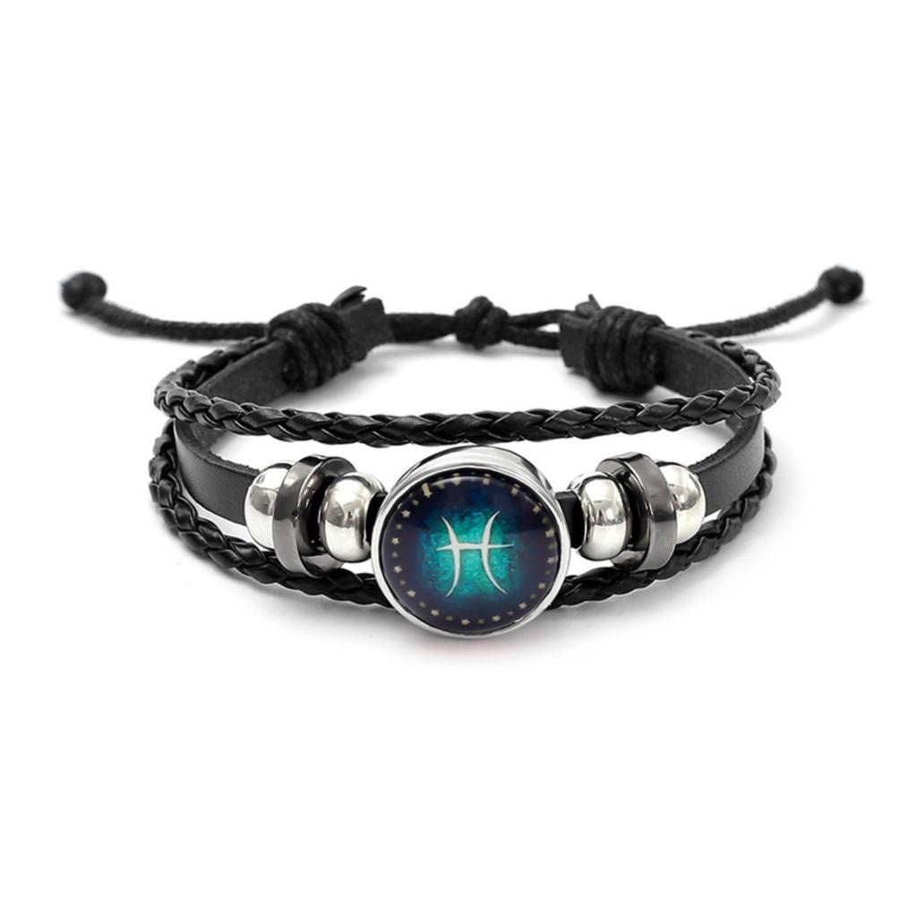 Ювелирные изделия Винтажная кожаная веревка Комбо Время Светящийся драгоценный камень Браслет Знаки