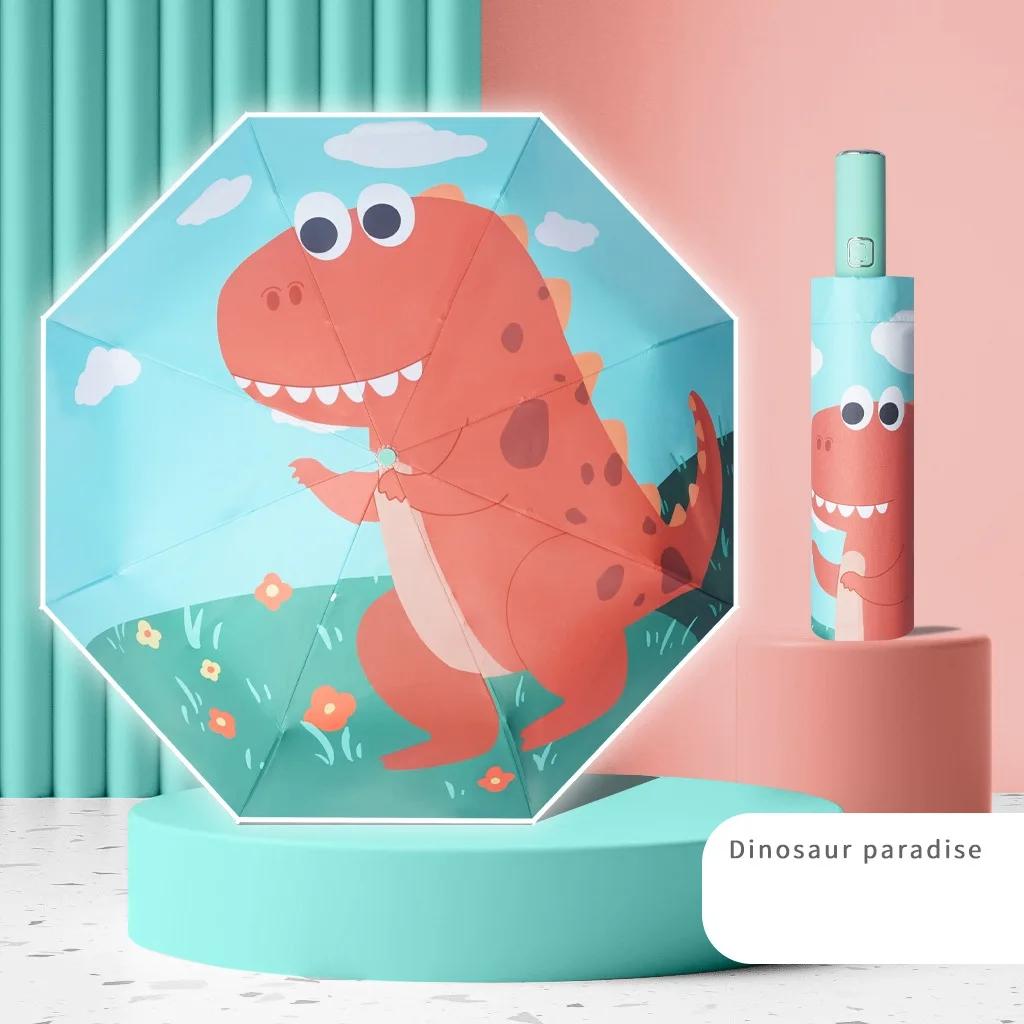 Fully Automatic Umbrella Creative Children's Cartoon Digital 8 Bone Three Fold Special Sun Umbrella