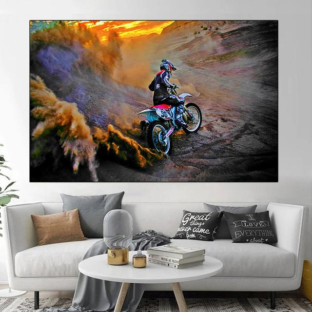 Пейзаж, мотоцикл, туман, нагрузка, плакаты и принты, холст, живопись, черно-белые настенные художественные фотографии, домашний декор, без рамки