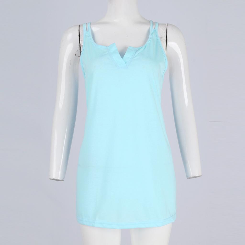 Модный женский жилет-майка с V-образным вырезом, однотонный топ-труба без рукавов