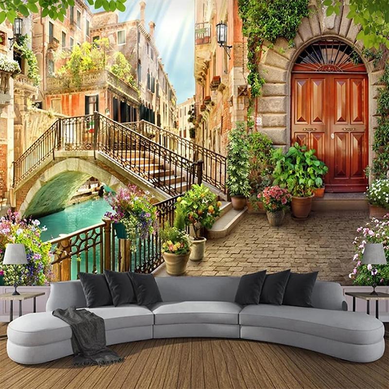 3D обои с изображением маленького города, европейский пейзаж, настенная роспись для гостиной, спальни, фон, обои, домашний декор