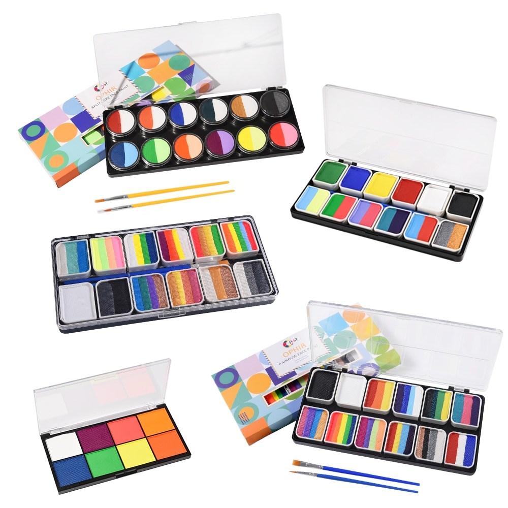 Lip Palette OPHIR Rainbow Water Based Face Painting Halloween Makeup Paint Color Split Cake Palette RT012A, RT013A, 1 Piece