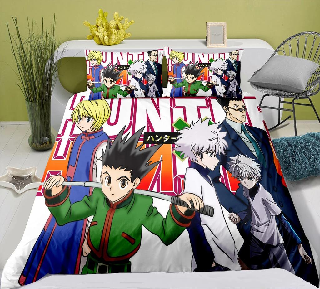 3D Печать Аниме Hunter X Hunter 2_3шт Комплект Постельного Белья Односпальный Полуторный Двуспальный Кингсайз Комплект для Кровати Взрослый Детский Спальня Комплекты Пододеяльников
