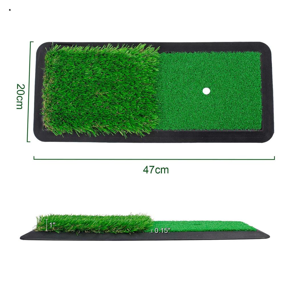 Зеленый коврик для гольфа 2-в-1 20x47см, Нескользящее тренировочное оборудование для улицы/помещения для коррекции стойки при свинге и тренировочных упражнений