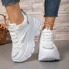 Мода Плюс Размер 2025 Сетка Женские Вулканизированные Туфли Уличные Дышащие Увеличивающие Рост Кроссовки На Шнуровке Универсальные Женские Повседневные Туфли