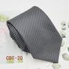 Handmade Men's 8cm Black Grey Striped Jacquard Silk Tie