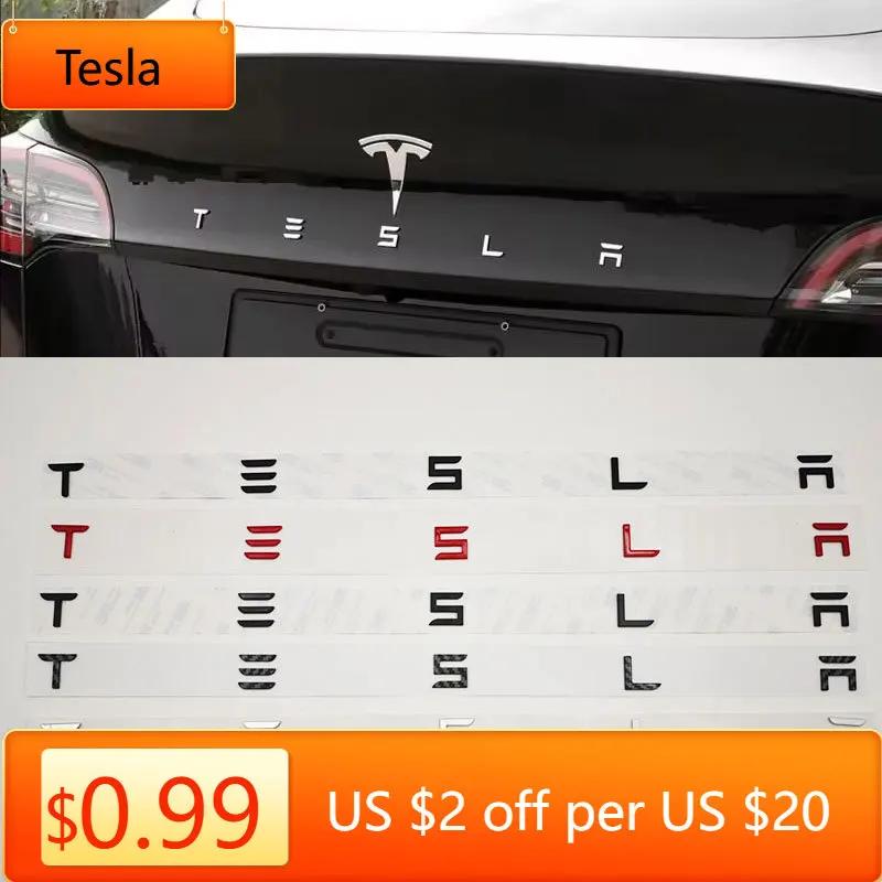 Автомобильная наклейка Tesla 3D ABS Буквы Логотип Tesla Углеродный Хром Черный Красный Значок Наклейки На Задний Багажник Автомобиля Для Tesla Model 3 Y X S Задний D