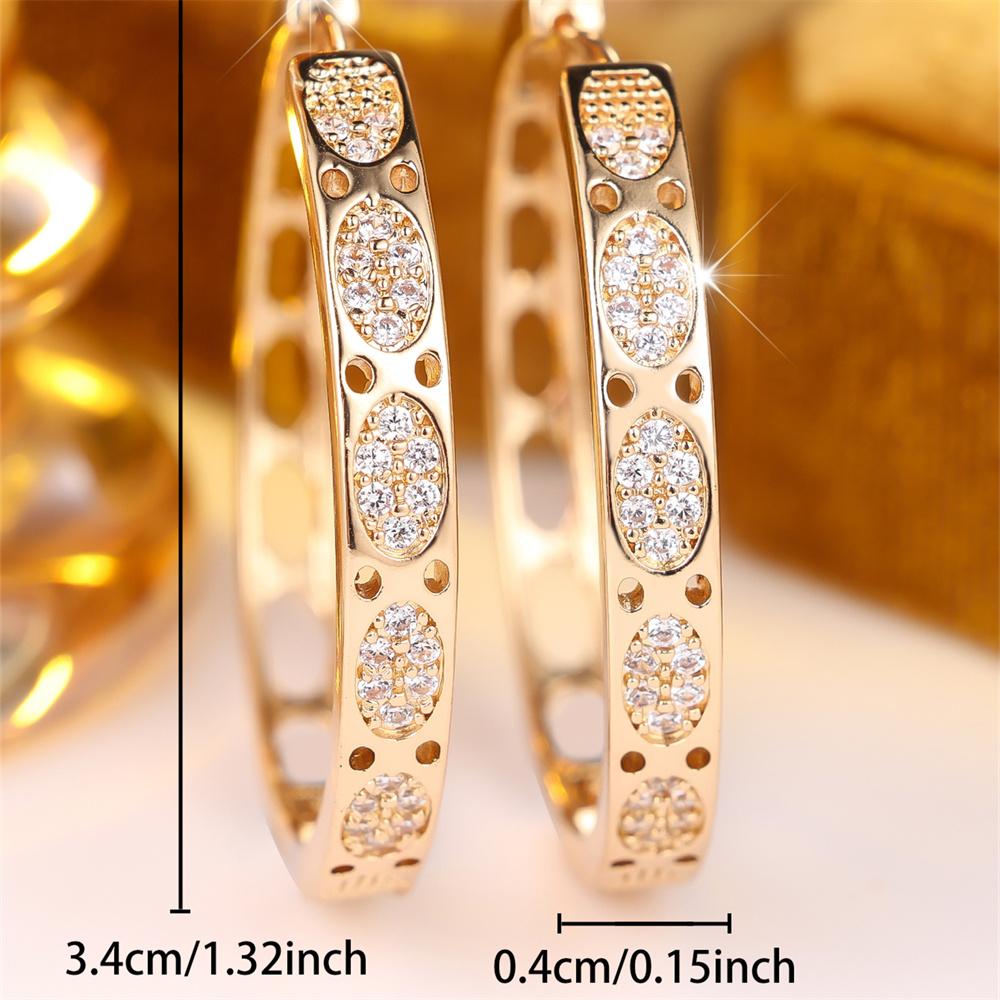 White Zircon Small Round Stone Geometric Oval Hoop Earrings For Women Boho Gold Color Ear Buckle Wedding Jewelry Versatile Gifts