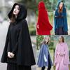 Womens Batwing Sleeve Hooded Overcoat Winter Solid Color Cape Cosplay Cloak Shawl