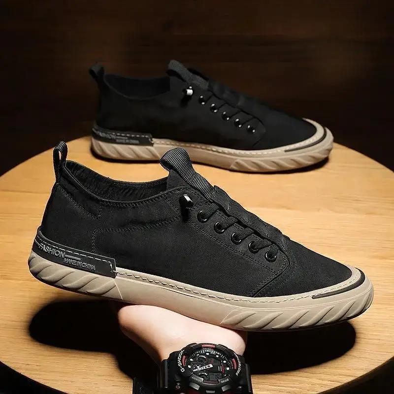 Fashion Men's Sneakers Canvas Breathable Casual Shoes Men's Slip On Walking Flats That's Shoes Vulcanized Shoes Fashion Men's Shoes2025
