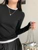 Женская футболка с длинным рукавом облегающего кроя, с эффектом двух предметов - Новинка ранней осени 2024 года, Универсальный пуловер с круглым вырезом.