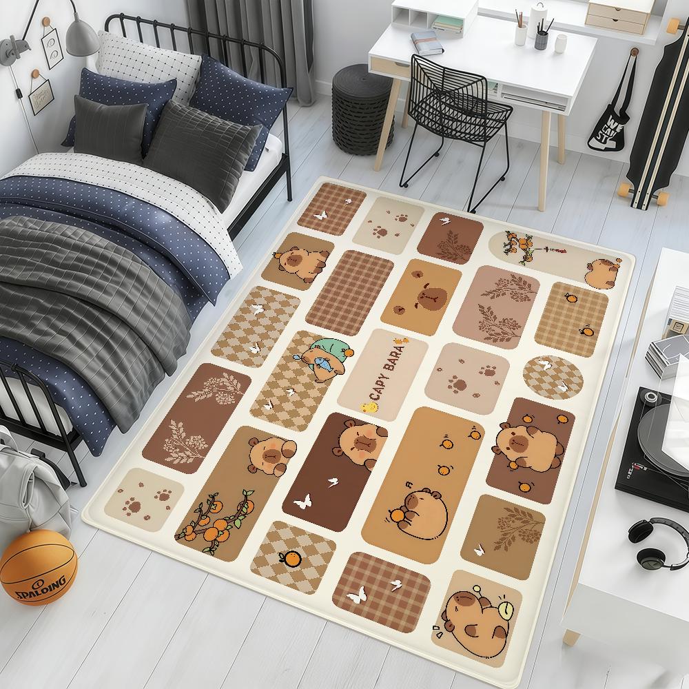 cartoon cute art Capybara kawaii hogar Bedside Rug Kitchen Bath Floor Mat Hallway Balcony Carpet Entrance Doormat Decor Home