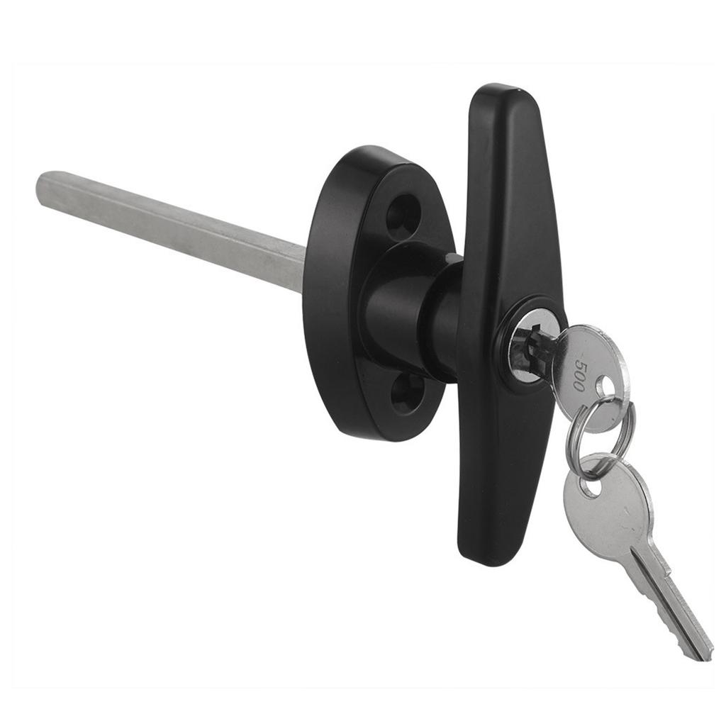 Сверхпрочный черный набор дверной ручки-замка для сарая с удлиненным стержнем и ключом, простой для сараев и игровых домиков