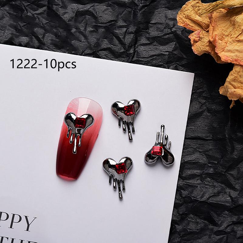 10 шт. ретро металлический крест темный панк 3D сплав детали для дизайна ногтей декор Хэллоуин череп блестящие подвески для ногтей принадлежности салон