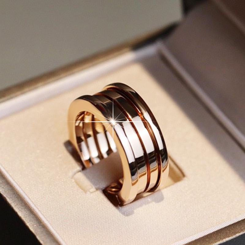 Классические весенние кольца из розового золота 585 пробы с покрытием из серебра 925 пробы для мужчин и женщин, элегантные модные простые обручальные кольца для пар