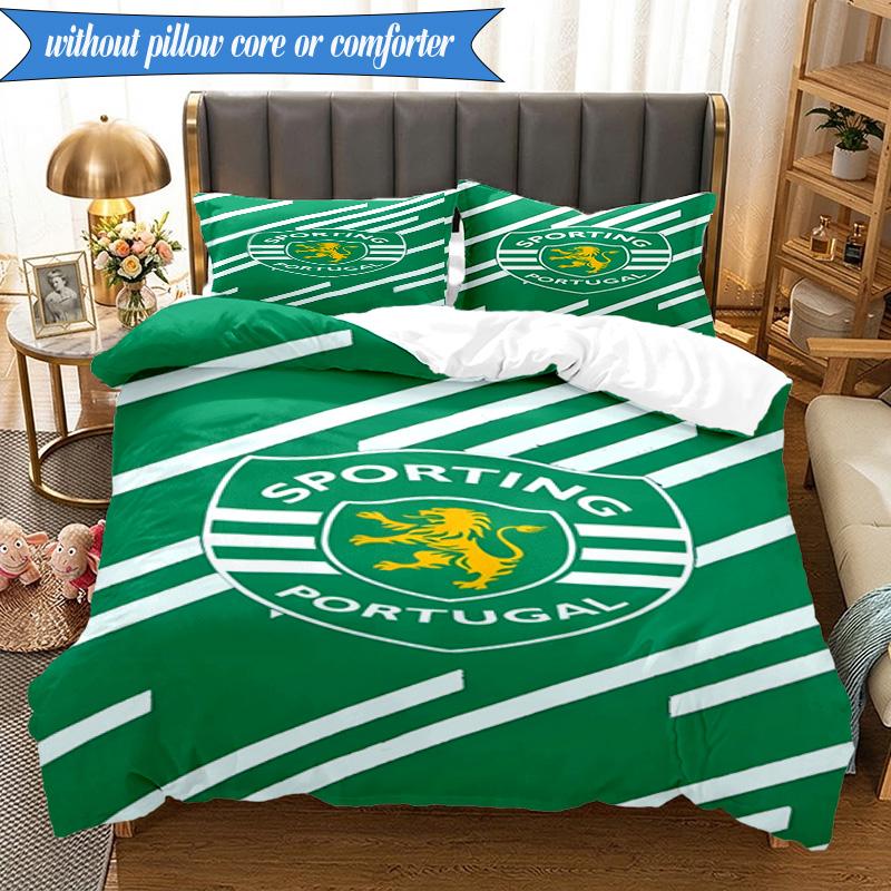 3PCS Sporting Cp Crest Emblem Bedding Set 2D Printing (Includes 1 Duvet Cover + 2 Pillowcases Coreless), Bedroom decor,Fan gift