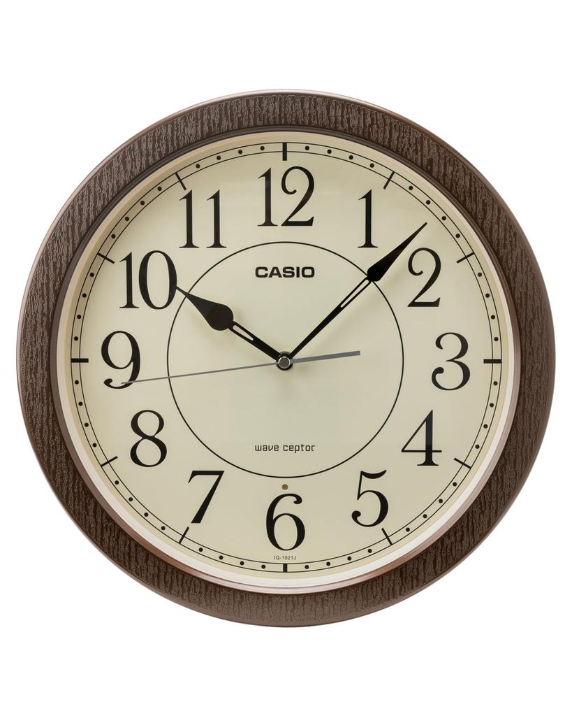 Casio Wall Clock Radio Clock Diameter Wood Grain Step Second Hand Night Second Hand Stop Dark Brown 32.5cm IQ-1021J-5JF