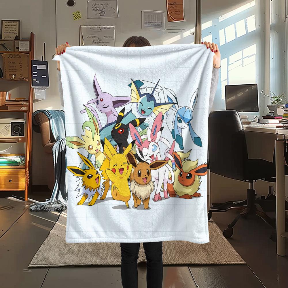 Pokémon Combination Print Flannel Blanket, High quality Comfortable for All Seasons, Home Decor, Warmth and Comfort